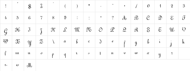Arabesco Script SSi Regular  glyph index