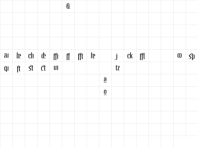 LTOctane Addition Regular  glyph index