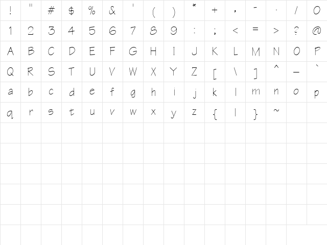 PENCILPOINT Regular  glyph index