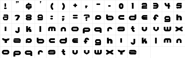 Ultraworld Regular  glyph index