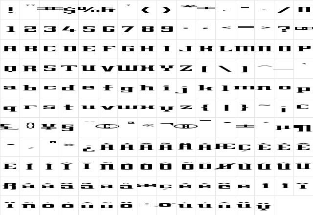 Gadzooks Medium  glyph index