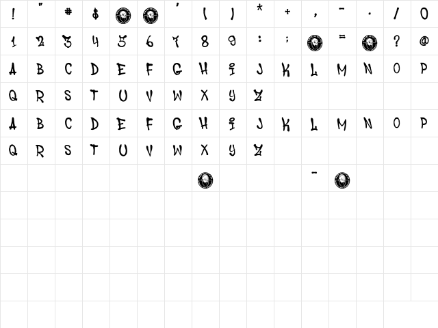 Graffiti City Regular  glyph index