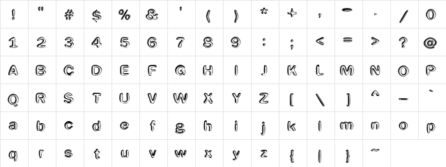 Efentine Regular  glyph index