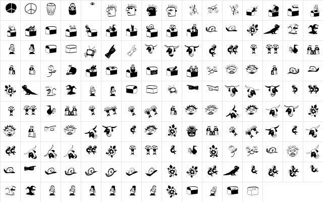 WacObats Regular  glyph index