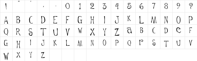 Flowerchild Plain  glyph index
