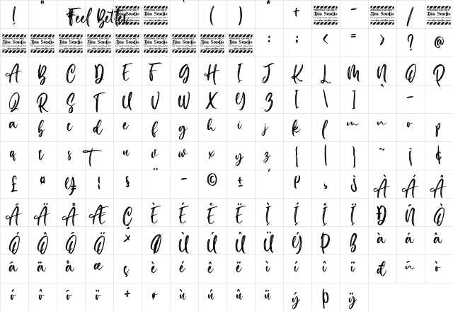 Feel Better Personal Use Regular  glyph index
