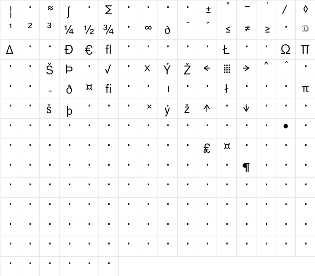 BauTF-RegularExpert Regular  glyph index