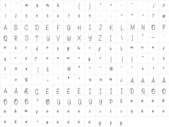 Germaint Regular  glyph index