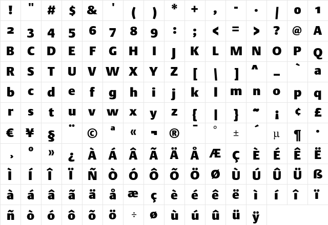 DTL Argo ST Heavy  glyph index