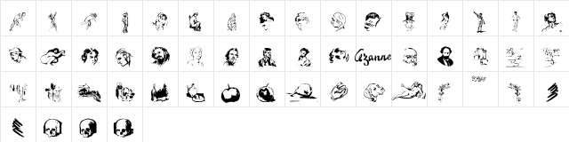 Cezanne Regular  glyph index