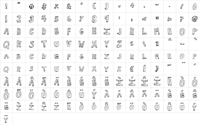 NKOTB Fever Regular  glyph index