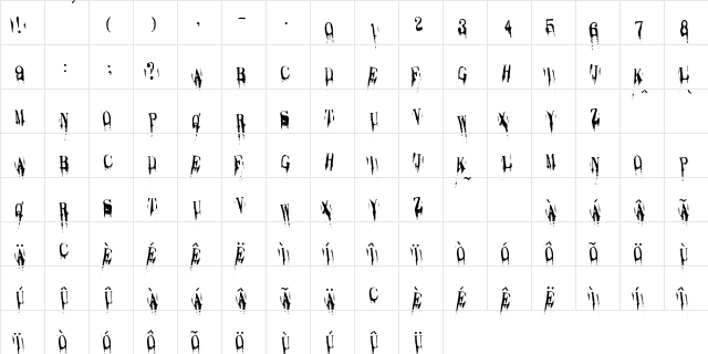 Caracura Regular  glyph index