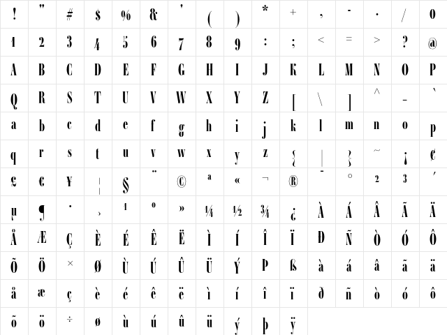 Ambroise Francois Bold  glyph index