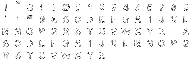 Bite me Regular  glyph index