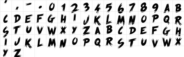 Scream Again Regular  glyph index