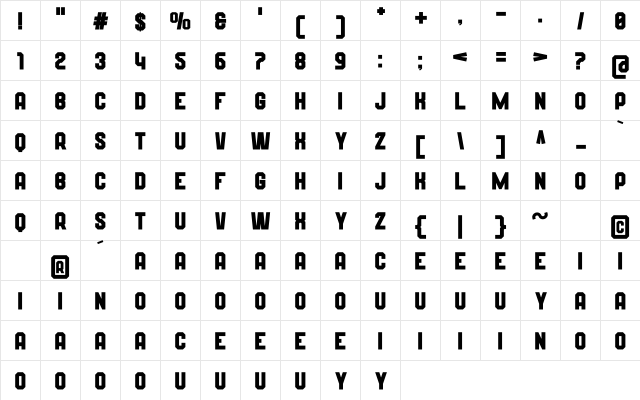 Wynford Solid Regular  glyph index