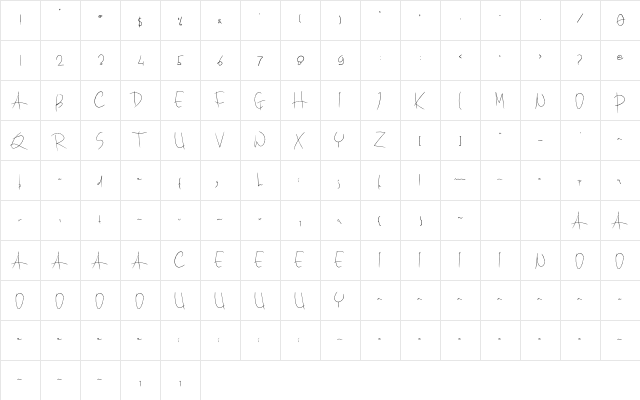 DropWriten Regular  glyph index