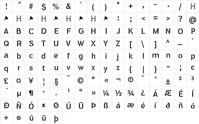 FLAMANTE STEN Book  glyph index
