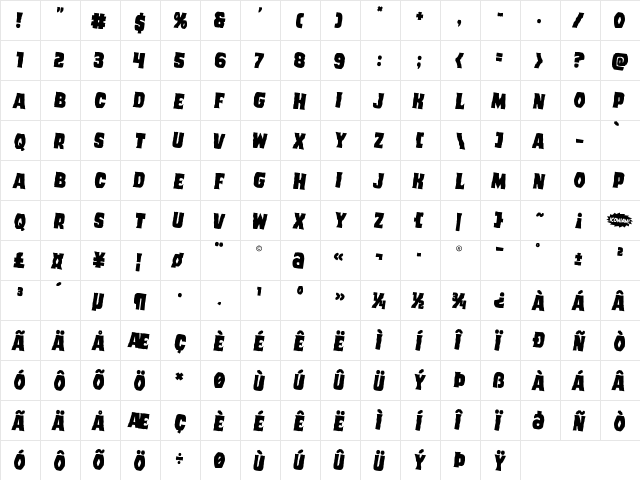 Dusk Demon Rotated 2 Regular  glyph index