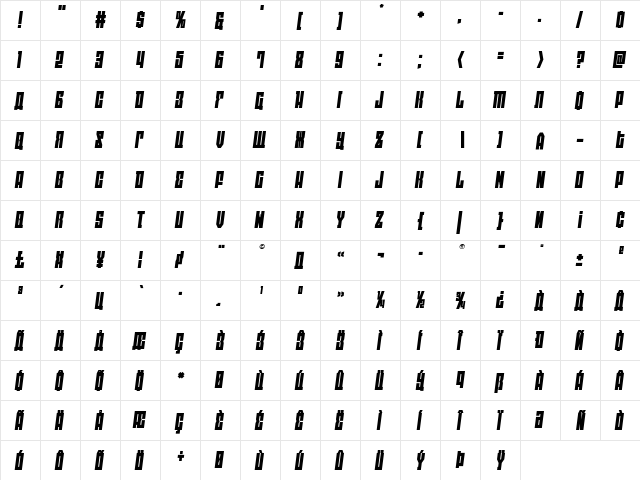 EAST-west Semi-Italic Semi-Italic  glyph index