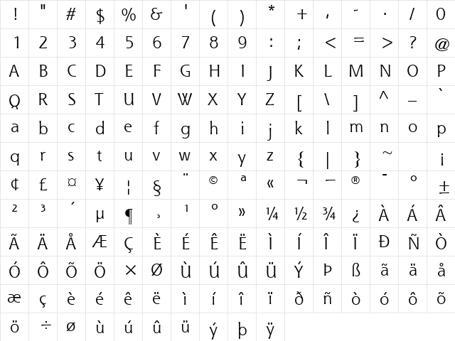 Shannon Book  glyph index