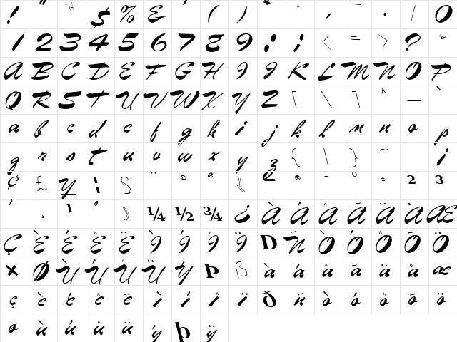 Egg Regular  glyph index
