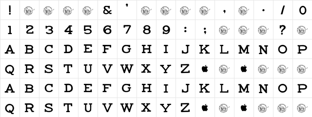 Densmore Regular  glyph index