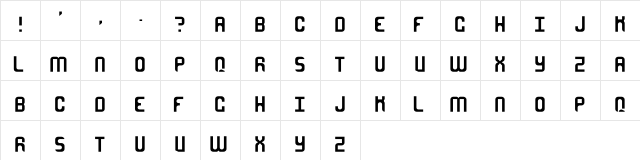 Metro Skies Regular  glyph index