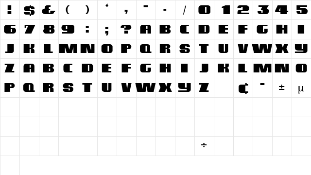 AmplioDisplayCapsSSK Regular  glyph index