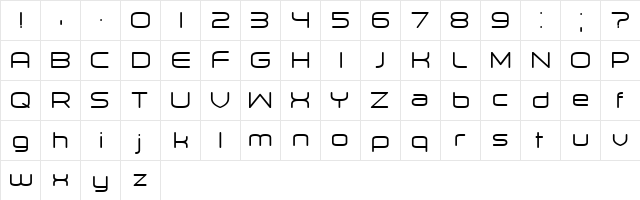 Orenburg Regular  glyph index