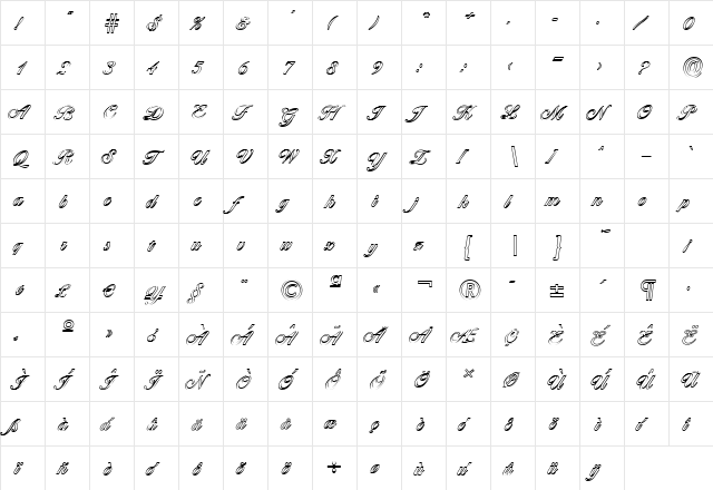 BallantinesOutline Regular  glyph index
