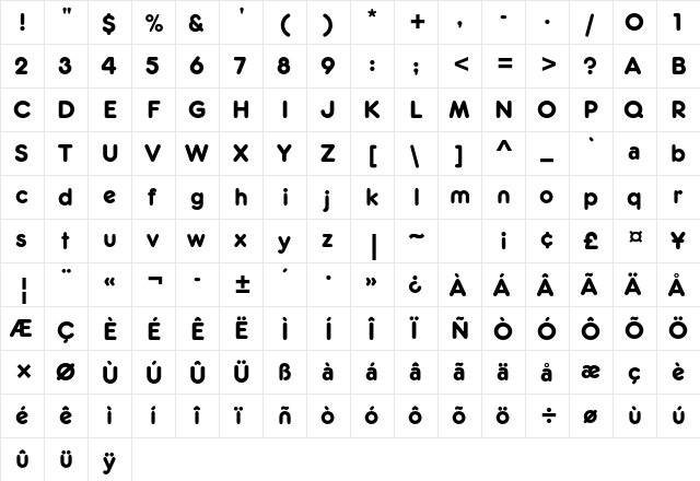 Frankfurter Medium Std Regular  glyph index