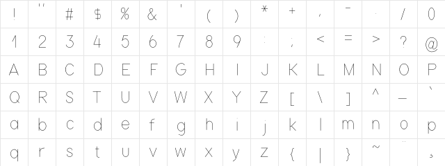 Nordica Plus NordicaClassicUltraLightCond  glyph index