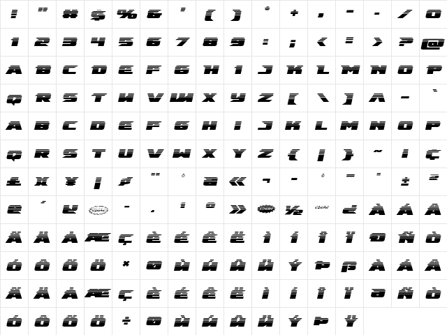 Emissary Halftone Italic Italic  glyph index