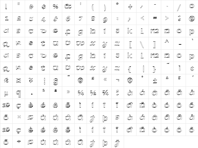 FZ BASIC 43 HOLLOW Normal  glyph index