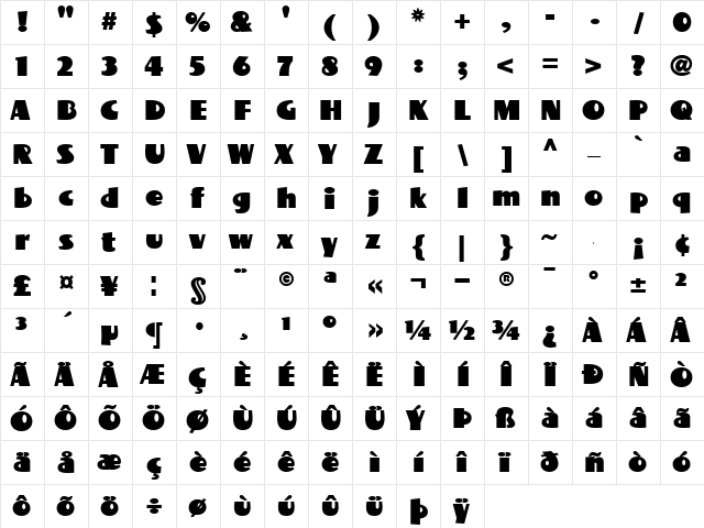 BottleKaps S Regular Regular  glyph index