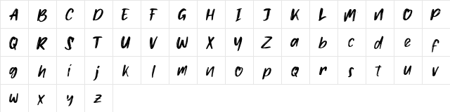Jacqueline Regular  glyph index