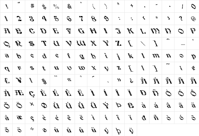 FZ JAZZY 19 CRACKED LEFTY Normal  glyph index