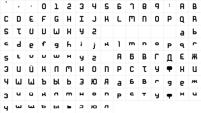 Macaroni Regular  glyph index