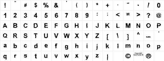 Inked weird  glyph index