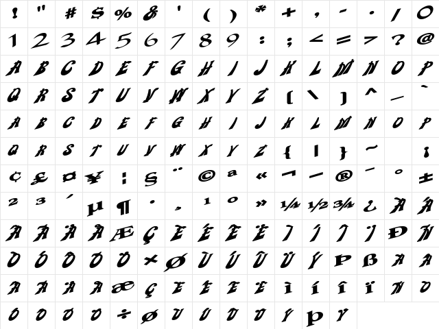 PompanoSCapsSSK Bold  glyph index