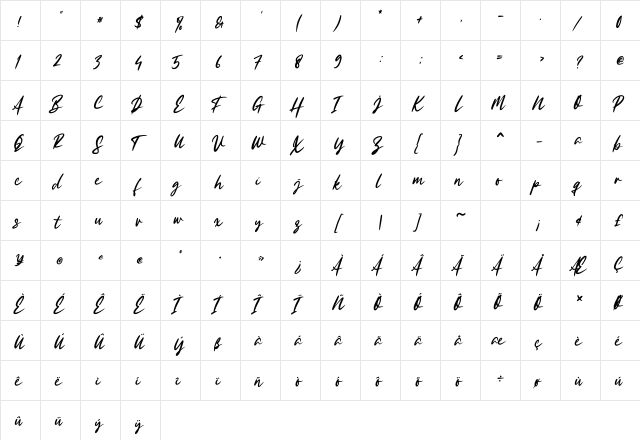 Efforita Regular  glyph index