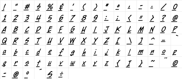 CCDearDiary Bold  glyph index