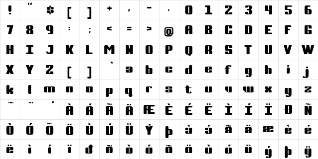 Complete Plain  glyph index