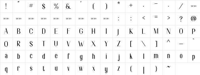 SOPHIA demo Regular  glyph index