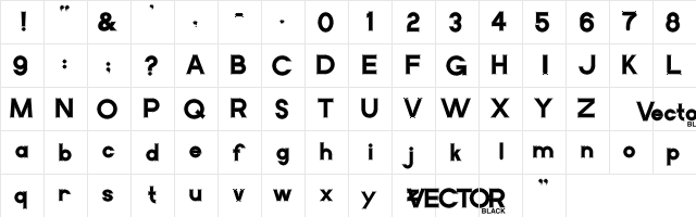 VectorBlack Regular  glyph index