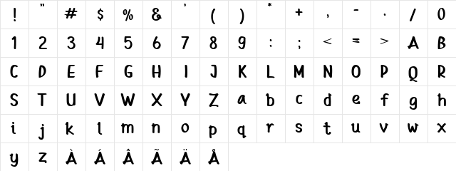 PAINTLOVA V1 - Demo Regular  glyph index
