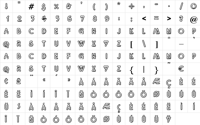Client Regular  glyph index