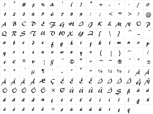 00949 Regular  glyph index