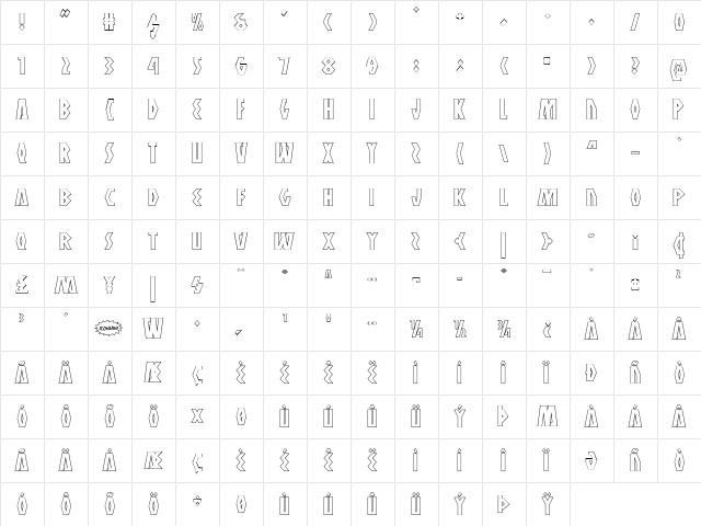 Antikythera Outline Regular  glyph index